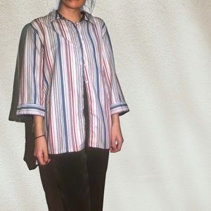 Comfy Striped button up quarter length shirt